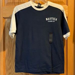 Nautica boys T-shirt size 12/14 navy and white